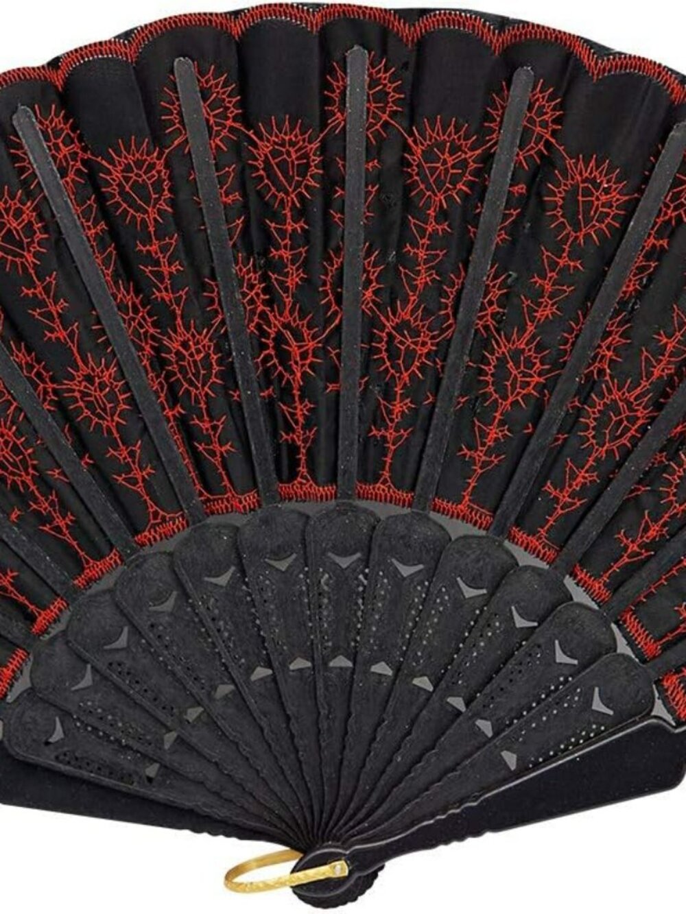 Embroidered Flower Peacock Pattern‎ Sequin Fabric Folding Handheld Hand Fan